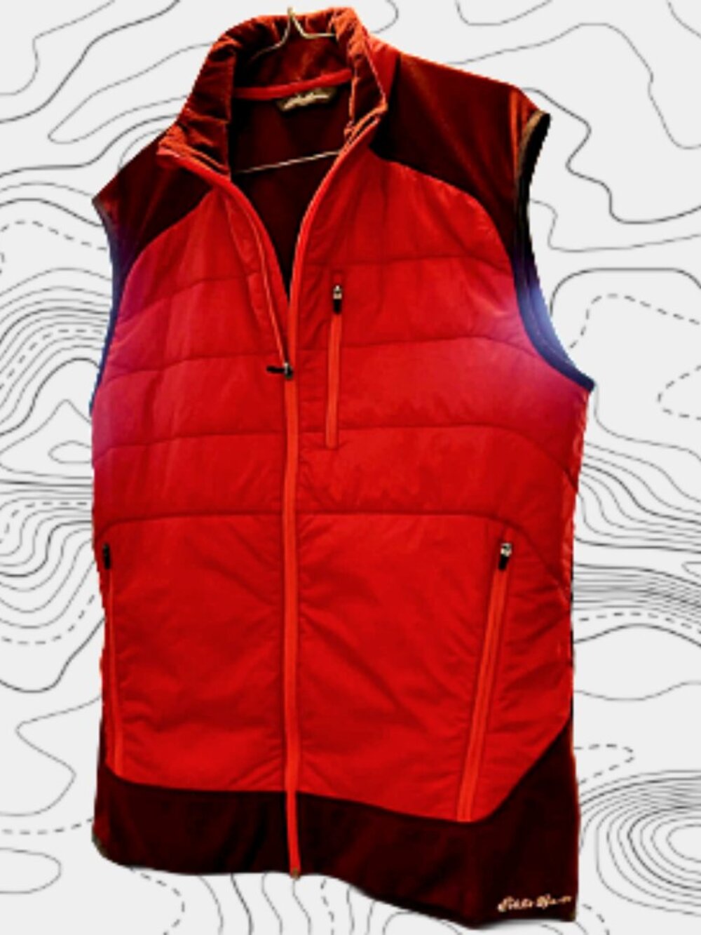Eddie Bauer Men's Red Colorblock Quilted Puffer Sleeveless Vest/Jacket